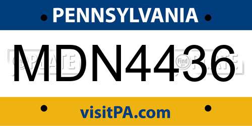 MDN4436 Pennsylvania License Plate