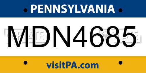 MDN4685 Pennsylvania License Plate