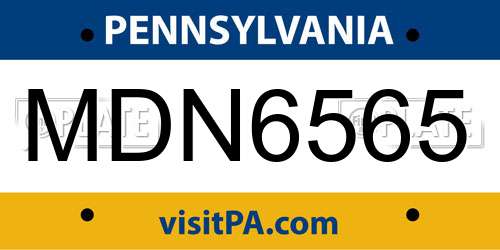 MDN6565 Pennsylvania License Plate