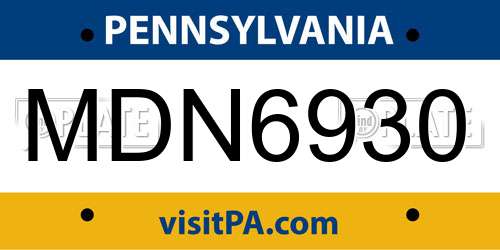 MDN6930 Pennsylvania License Plate