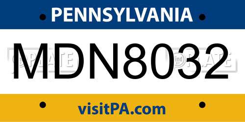 MDN8032 Pennsylvania License Plate