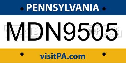 MDN9505 Pennsylvania License Plate