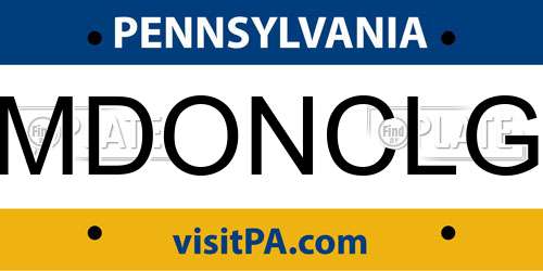 MDONCLG Pennsylvania License Plate