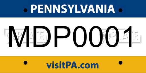 MDP0001 Pennsylvania License Plate