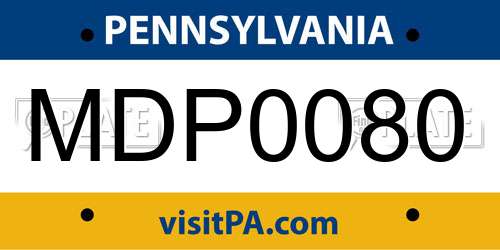 MDP0080 Pennsylvania License Plate