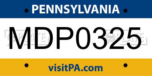 MDP0325 Pennsylvania License Plate