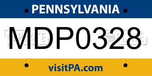 MDP0328 Pennsylvania License Plate