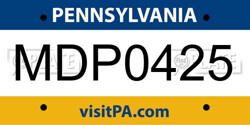 MDP0425 Pennsylvania License Plate