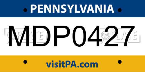 MDP0427 Pennsylvania License Plate