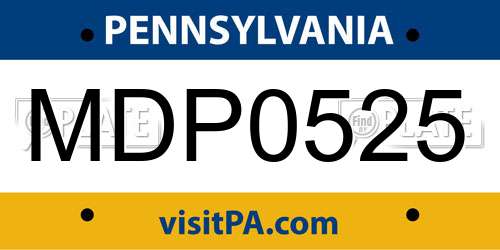 MDP0525 Pennsylvania License Plate