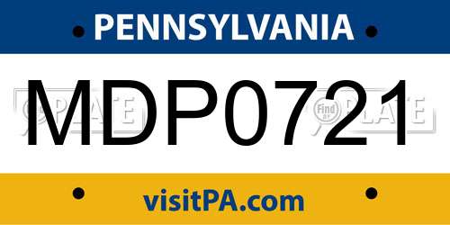 MDP0721 Pennsylvania License Plate