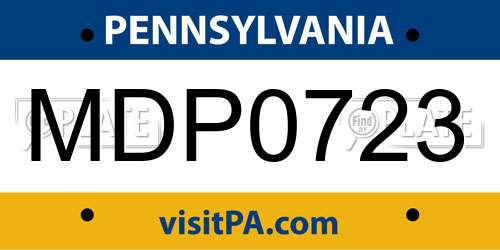 MDP0723 Pennsylvania License Plate
