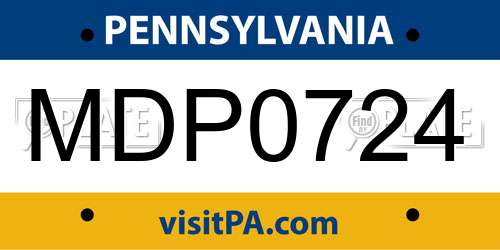 MDP0724 Pennsylvania License Plate