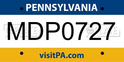 MDP0727 Pennsylvania License Plate