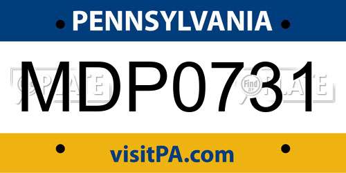 MDP0731 Pennsylvania License Plate
