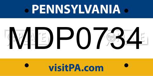 MDP0734 Pennsylvania License Plate