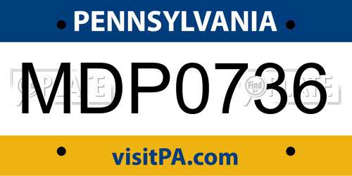 MDP0736 Pennsylvania License Plate