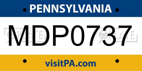 MDP0737 Pennsylvania License Plate