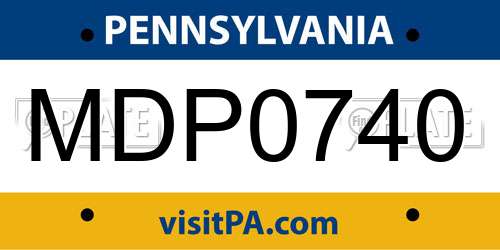 MDP0740 Pennsylvania License Plate