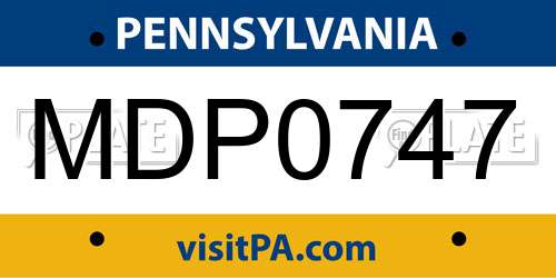 MDP0747 Pennsylvania License Plate