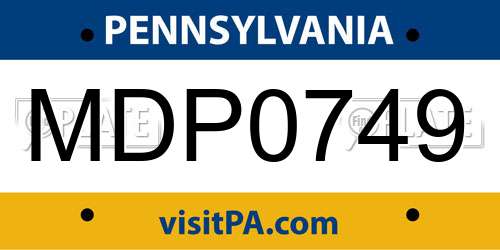 MDP0749 Pennsylvania License Plate