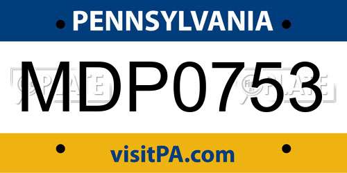 MDP0753 Pennsylvania License Plate