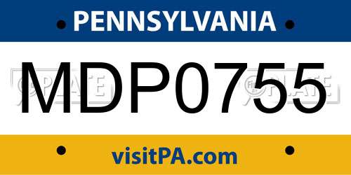 MDP0755 Pennsylvania License Plate
