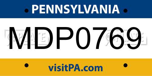 MDP0769 Pennsylvania License Plate