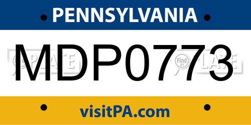 MDP0773 Pennsylvania License Plate