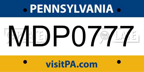 MDP0777 Pennsylvania License Plate