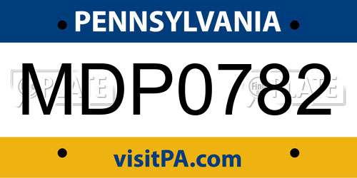 MDP0782 Pennsylvania License Plate
