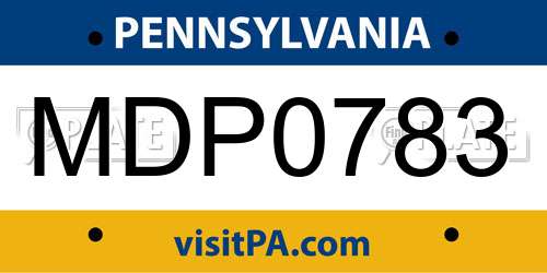 MDP0783 Pennsylvania License Plate