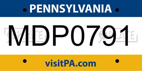 MDP0791 Pennsylvania License Plate