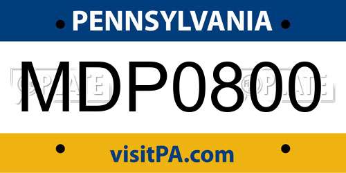 MDP0800 Pennsylvania License Plate