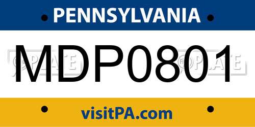 MDP0801 Pennsylvania License Plate
