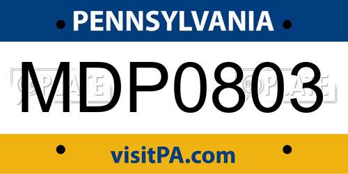 MDP0803 Pennsylvania License Plate