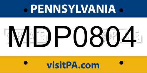 MDP0804 Pennsylvania License Plate
