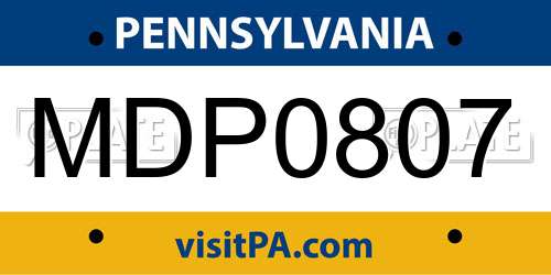 MDP0807 Pennsylvania License Plate