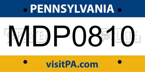 MDP0810 Pennsylvania License Plate