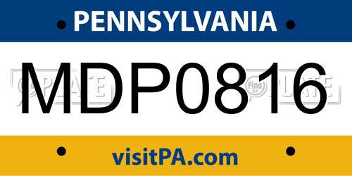 MDP0816 Pennsylvania License Plate