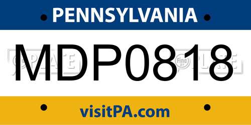 MDP0818 Pennsylvania License Plate