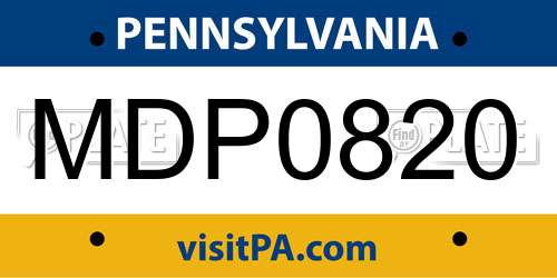 MDP0820 Pennsylvania License Plate
