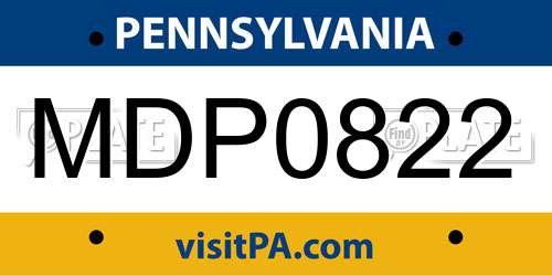 MDP0822 Pennsylvania License Plate