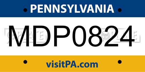 MDP0824 Pennsylvania License Plate