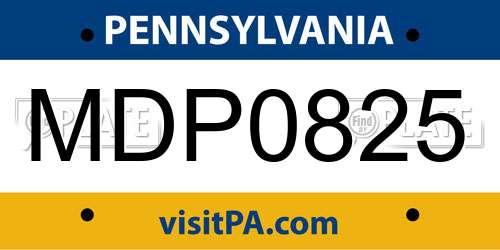 MDP0825 Pennsylvania License Plate