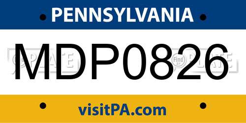 MDP0826 Pennsylvania License Plate
