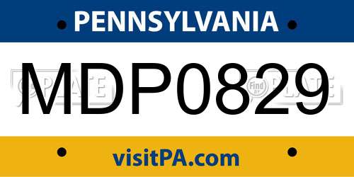 MDP0829 Pennsylvania License Plate
