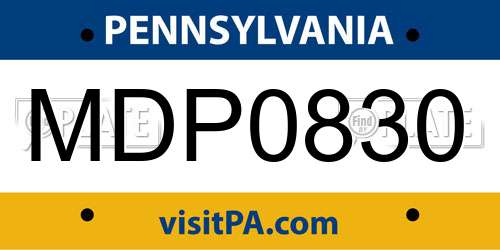 MDP0830 Pennsylvania License Plate