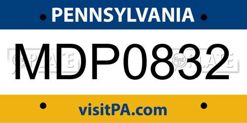 MDP0832 Pennsylvania License Plate