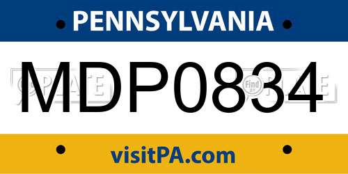 MDP0834 Pennsylvania License Plate